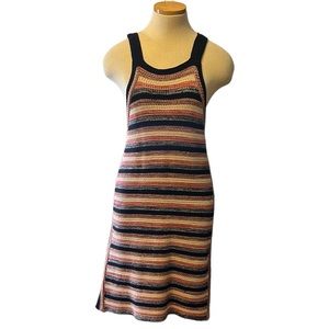 Free People Multicolor Stripe Crochet Knit Mini Dress size Small